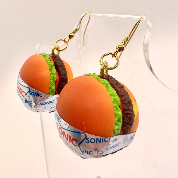 Sonic Burger Earrings - Mini Brands Earrings - Food Earrings - Hamburger Earring - Picture 8 of 11